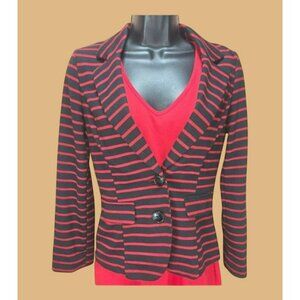 Stooshy 2-Button Red Striped Blazer Jacket XS